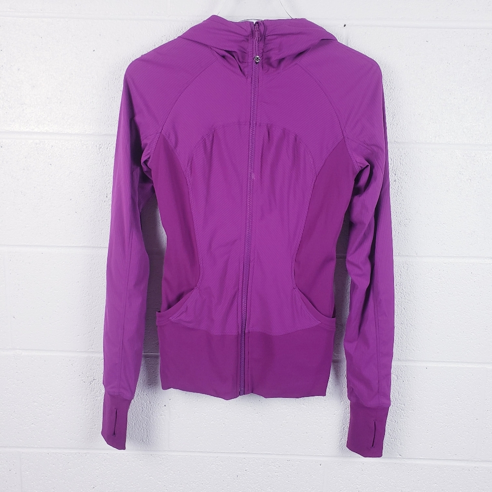 Lululemon Reversible In Flux Jacket Regal Plum Full‎ Zip Hooded Womens Size 6
